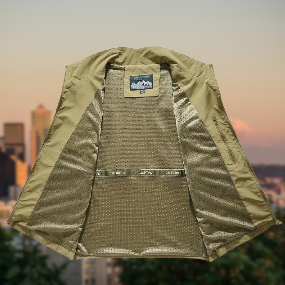 Torsten | Gilet multifonctionnel sans manches à poches multiples pour homme, gilet décontracté d'extérieur
