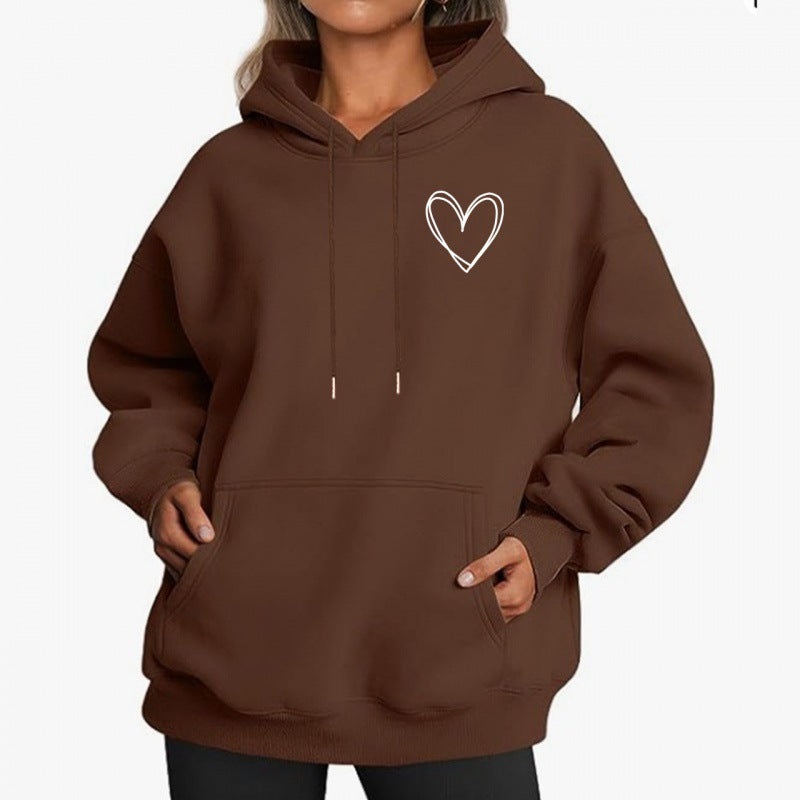 Jorina | Oversized Damen-Hoodie mit minimalistischem Herzprint, weichem Baumwollmischgewebe, lässiger Loungewear