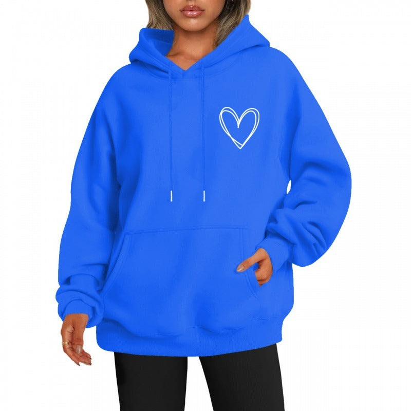 Jorina | Oversized Damen-Hoodie mit minimalistischem Herzprint, weichem Baumwollmischgewebe, lässiger Loungewear