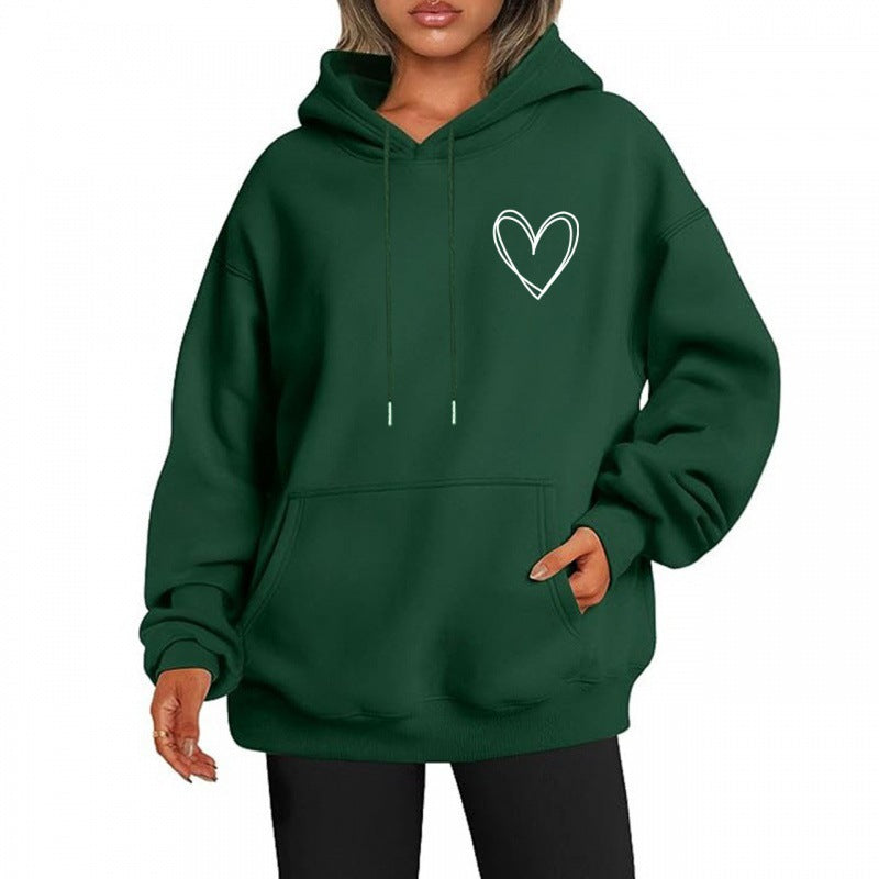 Jorina | Oversized Damen-Hoodie mit minimalistischem Herzprint, weichem Baumwollmischgewebe, lässiger Loungewear