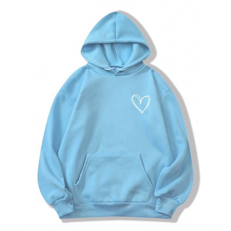 Jorina | Oversized Damen-Hoodie mit minimalistischem Herzprint, weichem Baumwollmischgewebe, lässiger Loungewear
