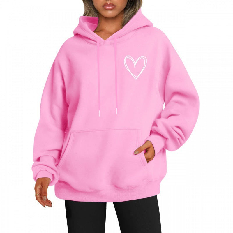 Jorina | Oversized Damen-Hoodie mit minimalistischem Herzprint, weichem Baumwollmischgewebe, lässiger Loungewear