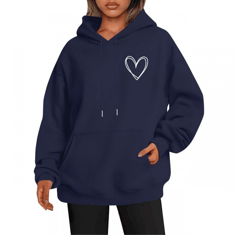 Jorina | Oversized Damen-Hoodie mit minimalistischem Herzprint, weichem Baumwollmischgewebe, lässiger Loungewear