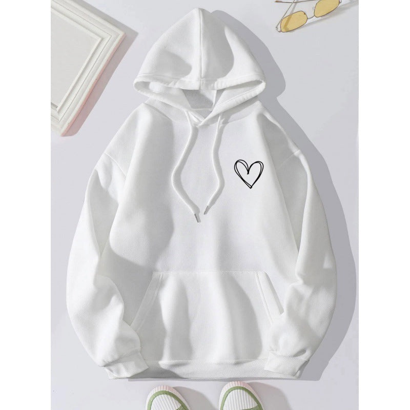 Jorina | Oversized Damen-Hoodie mit minimalistischem Herzprint, weichem Baumwollmischgewebe, lässiger Loungewear