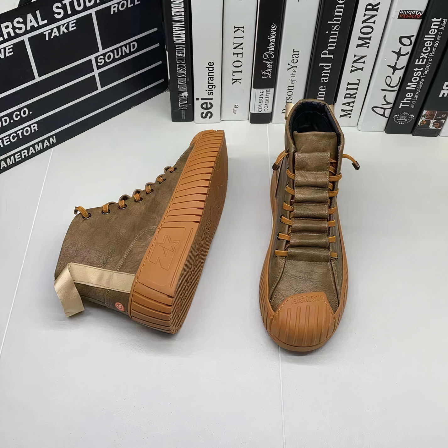 Harroway | Chaussures montantes décontractées en cuir pour homme, baskets élégantes à talons hauts