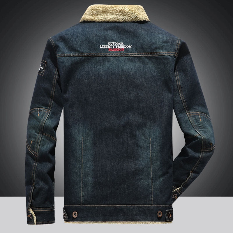 Senn | Fleecegefütterte Jeansjacke für Herren – Warme Winter-Jeansjacke für Herren, lässiger Streetstyle