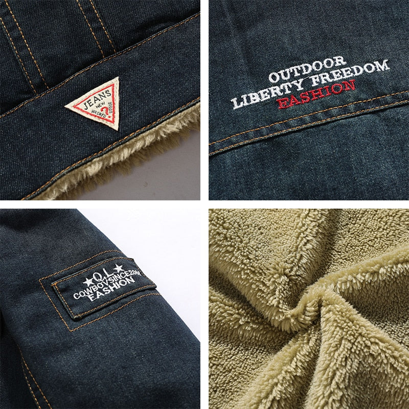 Senn | Fleecegefütterte Jeansjacke für Herren – Warme Winter-Jeansjacke für Herren, lässiger Streetstyle