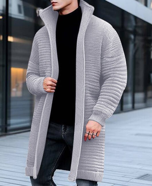 Svenor | Lange cardigan met ritssluiting voor heren – Gebreide sweaterjas, warme casual jas