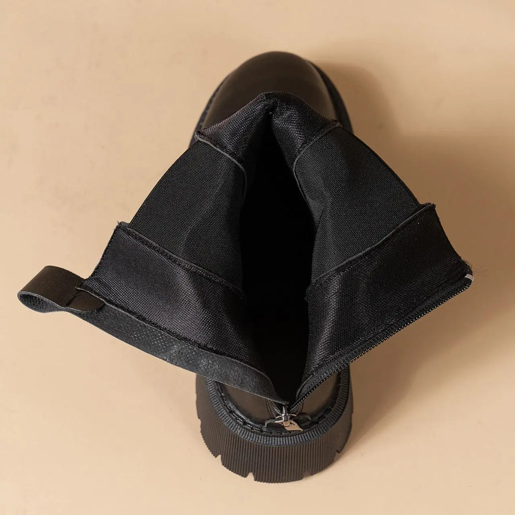 VexStep | Bottines Chelsea à plateforme antidérapantes en cuir pour femmes - Bottines imperméables et confortables
