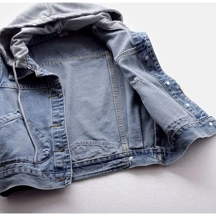 Vivienne | Gilet en jean sans manches à capuche - Veste femme décontractée et élégante