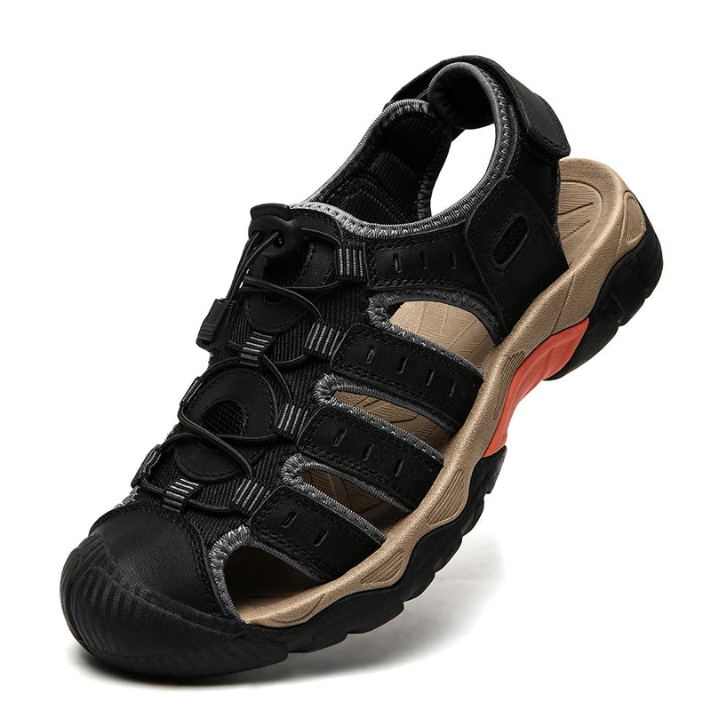 ComforTrek | Sandales en cuir pour hommes - chaussures d'été résistantes et respirantes