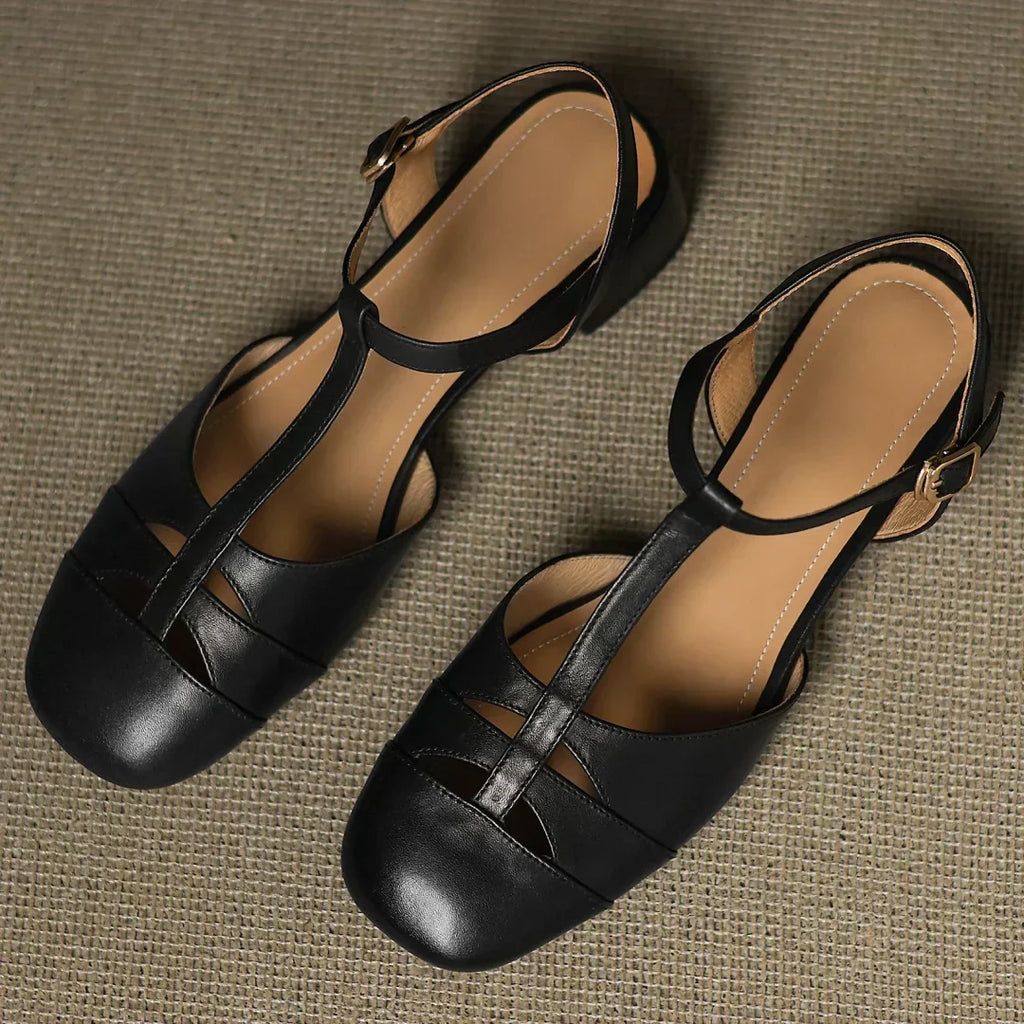 Mirelithae | Gebreide Leren Ballerina’s – Comfortabele Dames Schoenen voor Werk