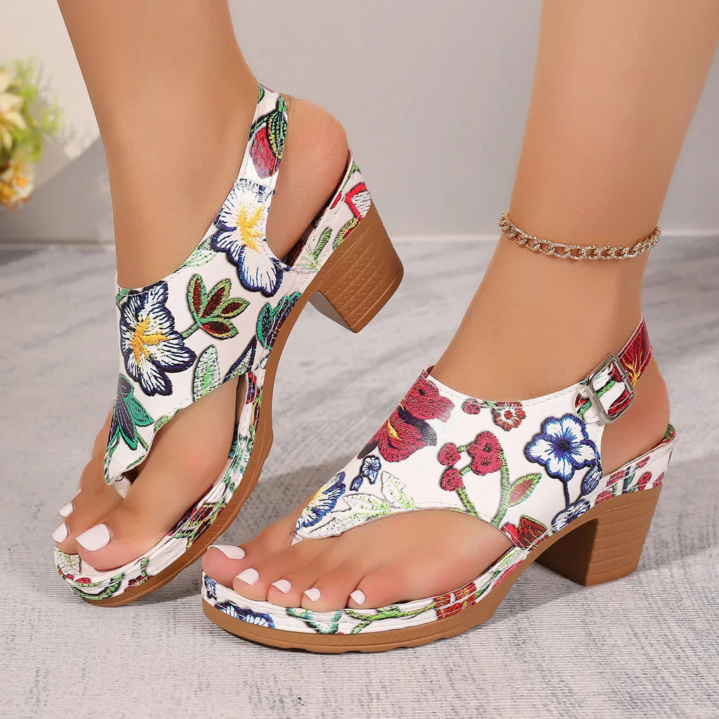 Kalithra | Florale High-Heel-Sandalen für Damen – Stilvolles Schuhwerk