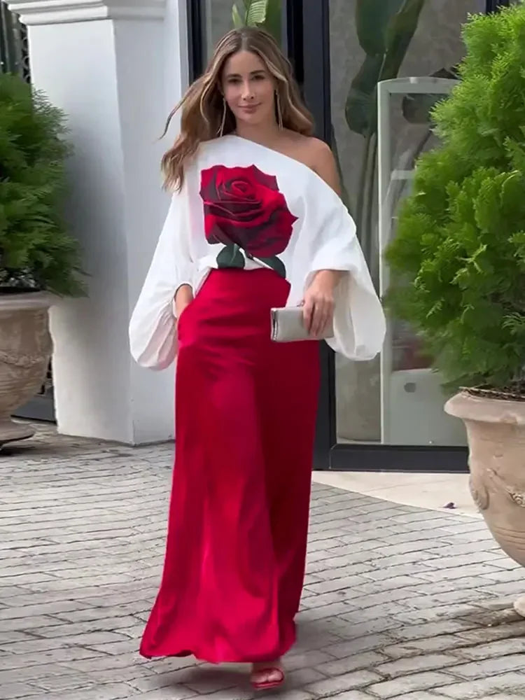 Virae | Dames set met bloemenprint – Elegante roze tweedelige outfit