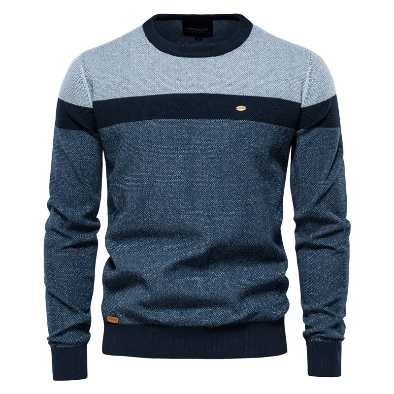 Pryce | Driekleurige trui met ronde hals voor heren – Premium casual gebreide pullover