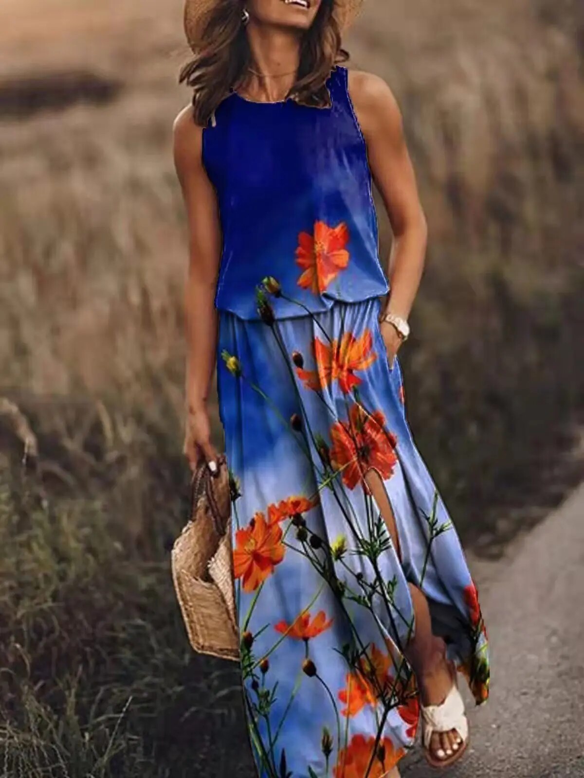 Elyor | Zomerse maxi-jurk voor dames – Elegante mouwloze lange jurk