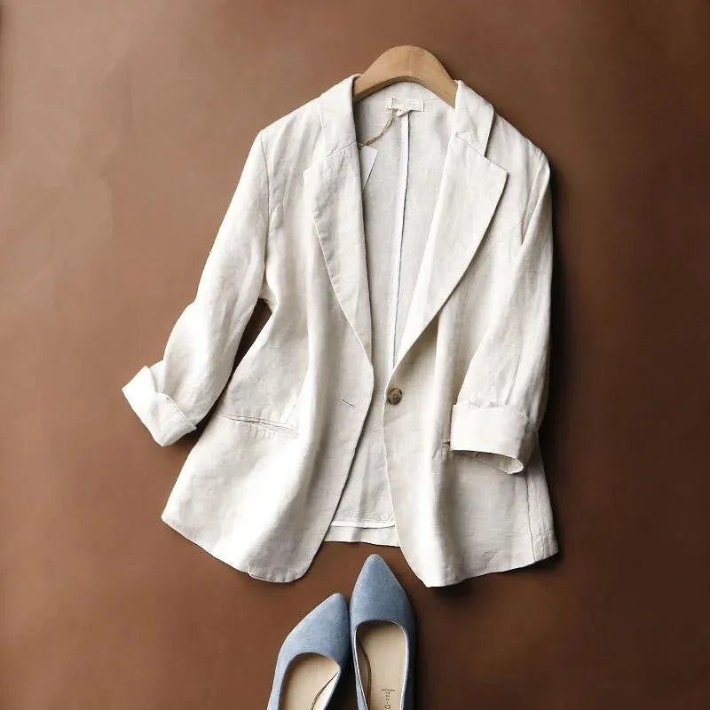 Silvia | Eleganter Leinenblazer für Damen – Leichte, taillierte Jacke für Beruf und Freizeit