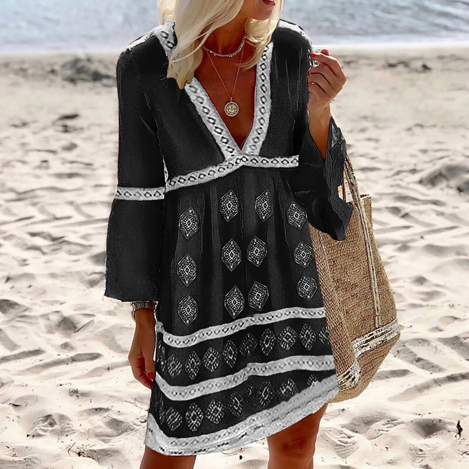 Darima | Zomerjurk voor dames – maxi-jurk met vleermuismouwen, strandjurk, lichtgewicht en elegant