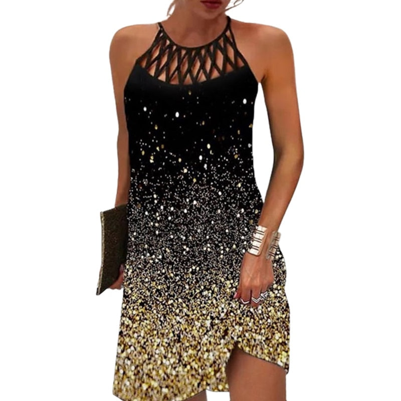 Preva | Dames zwierige jurk – geprinte halter elegante strand zomerjurk