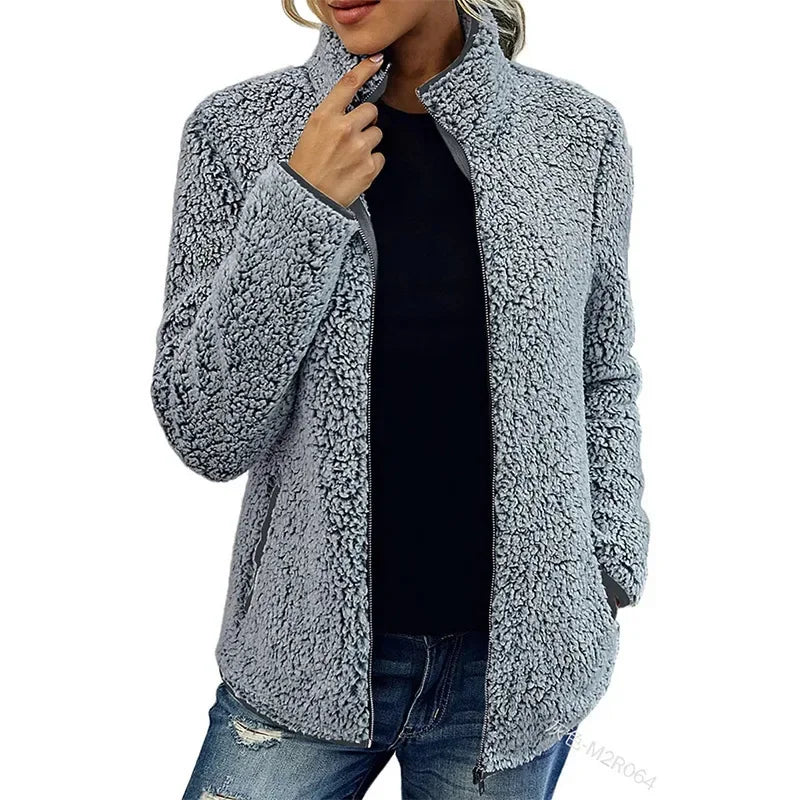 Delvanna | Dames winter fleece jas – Warme, zachte casual outdoor jas