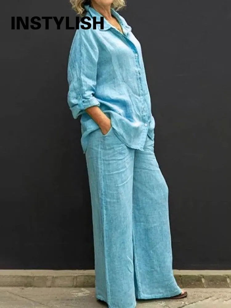 Felyn | Casual linnen set – Vintage zomerse outfit voor dames met losse pasvorm