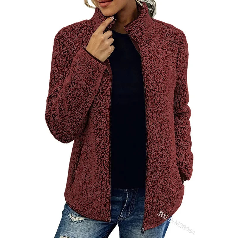 Delvanna | Dames winter fleece jas – Warme, zachte casual outdoor jas