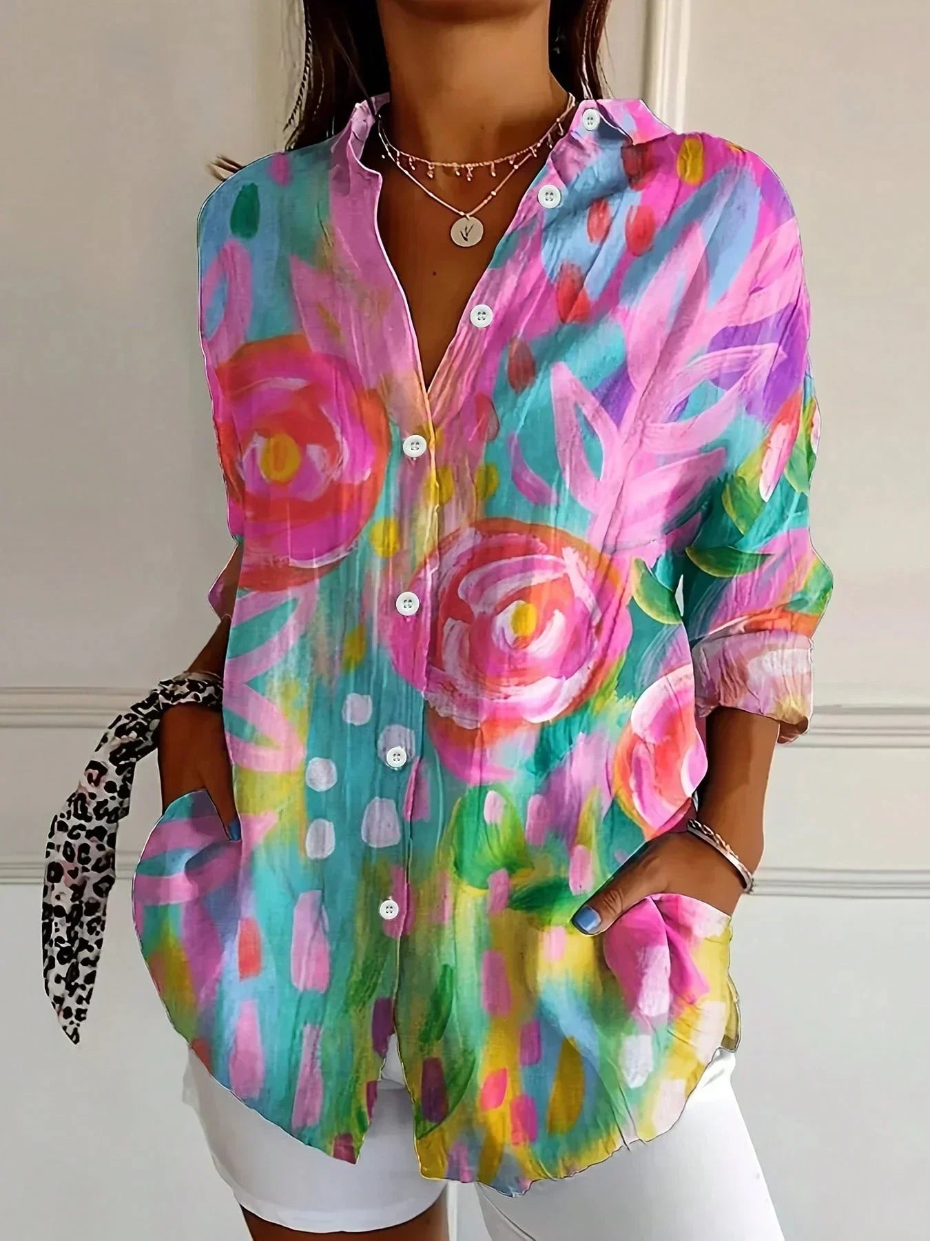Kaniya | Casual overhemd met print – Kleurrijke damesblouse met patroon