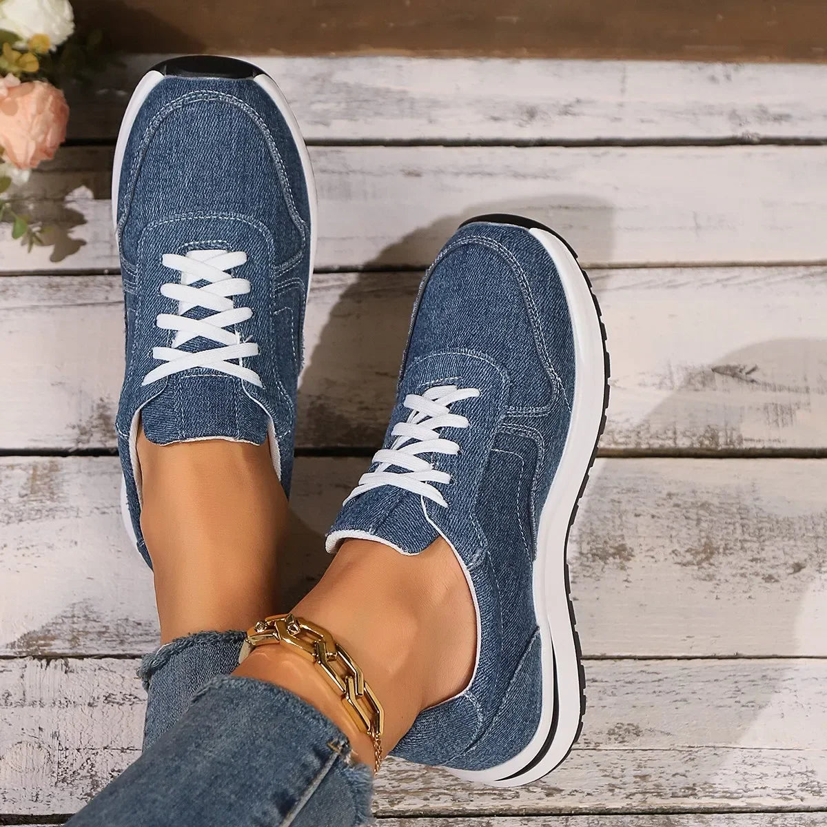 Bluette | Denim-Sneaker für Damen, lässige Schuhe, atmungsaktiv, stylisch