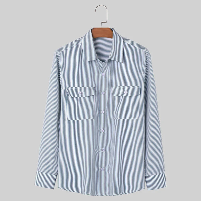 Carvin | Chemise à rayures oversize pour homme - Chemise à manches longues décontractée et habillée