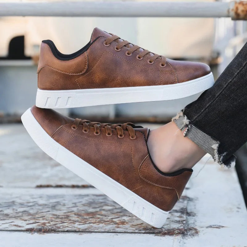 Rovex | Klassieke leren herensneakers – Ademend vetersysteem, comfortabele en duurzame schoenen