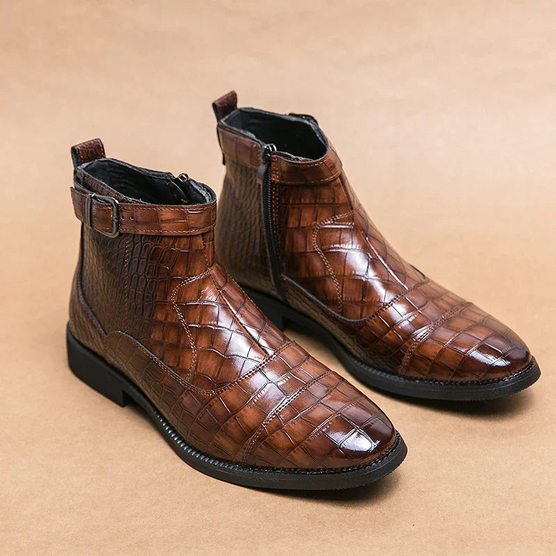 StrideMax | Orthopedische leren herenschoenen met gesp – Handgemaakt, elegant casual en formeel schoeisel