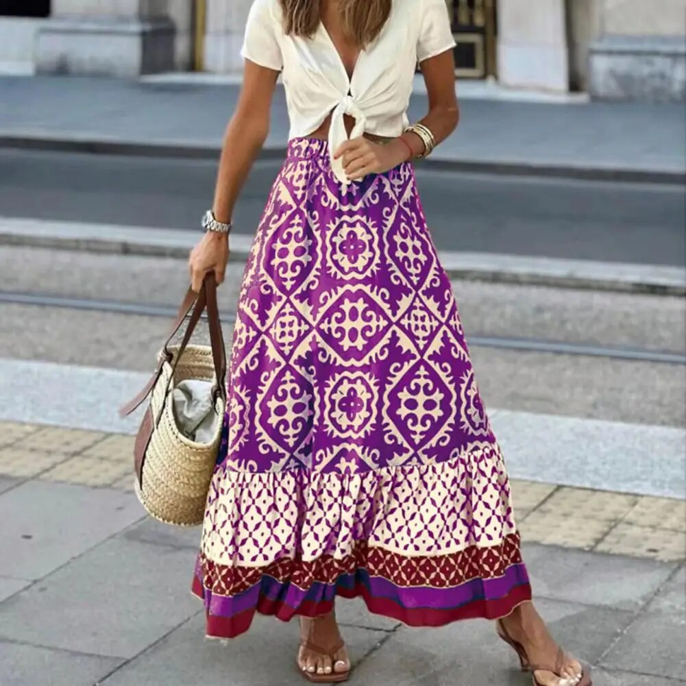 Zylae | Zomerrok voor dames – Soepelvallende midirok, casual A-lijnrok met hoge taille