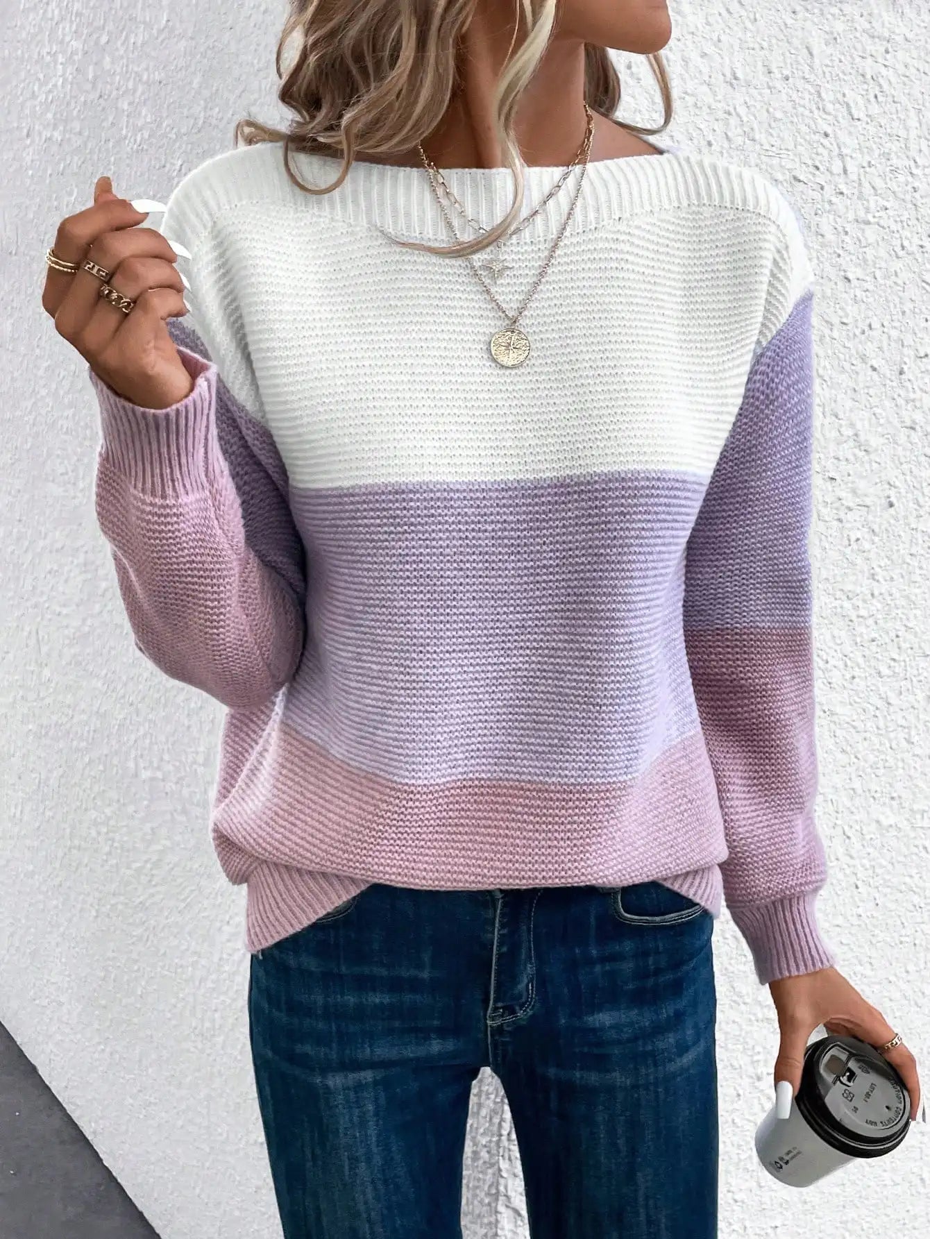 Fridaen | Eleganter Ombré-Strickpullover für Damen – Dreifarbig, bequem und modisch