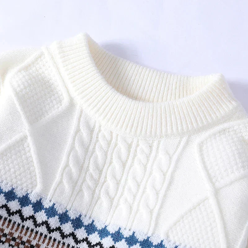 Harkin | Heren trui in tribale stijl – Dikke pullover met jacquard kabelpatroon, casual streetwear