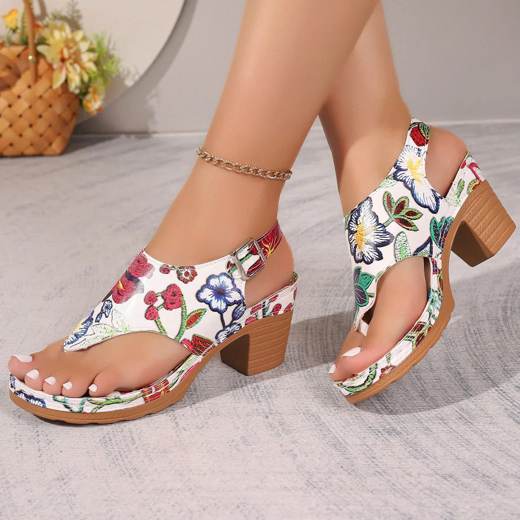 Kalithra | Florale High-Heel-Sandalen für Damen – Stilvolles Schuhwerk