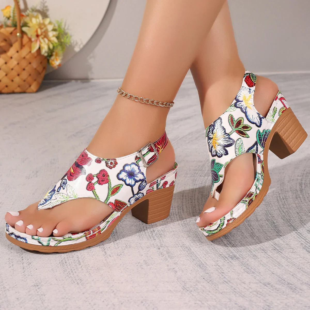 Kalithra | Florale High-Heel-Sandalen für Damen – Stilvolles Schuhwerk