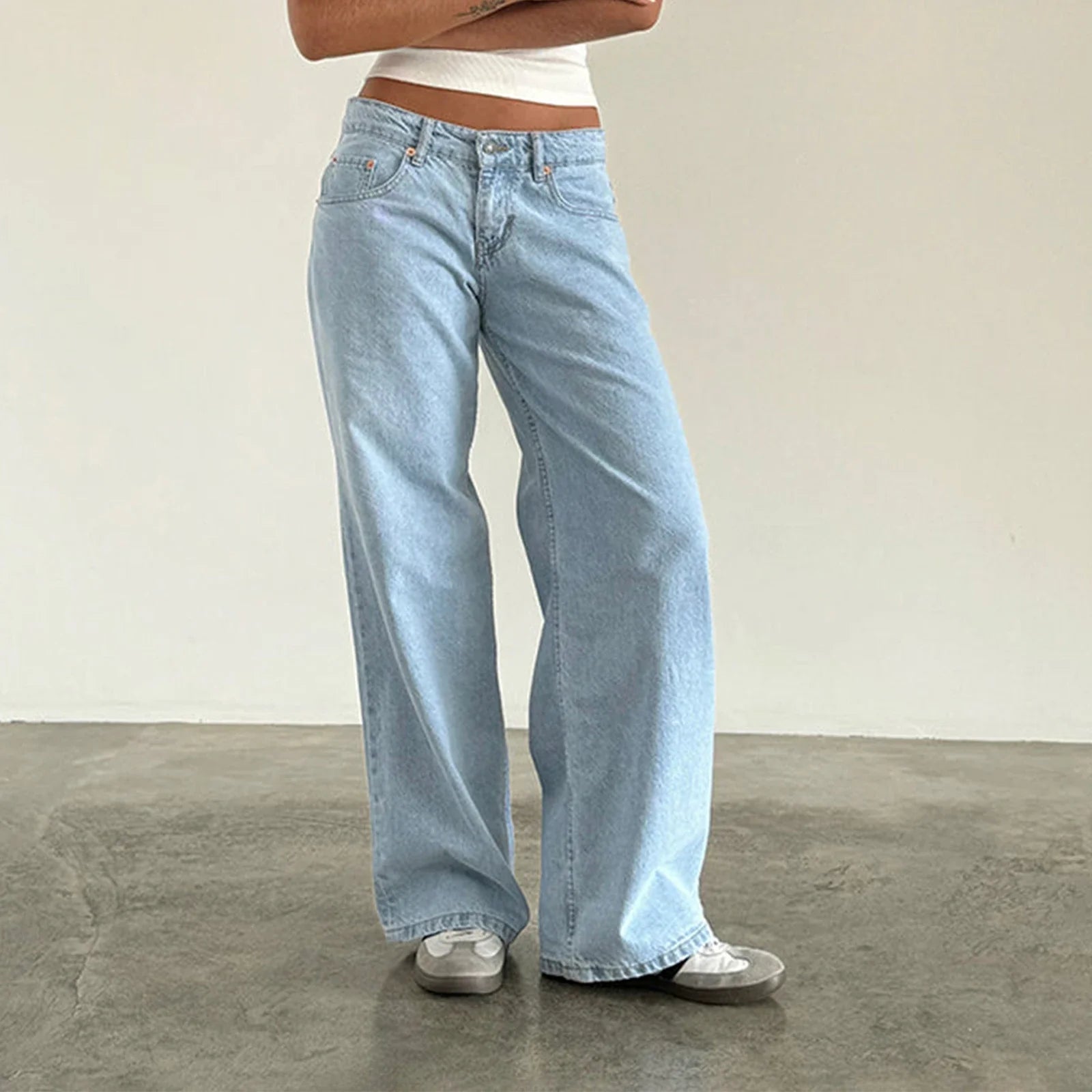 Veyvionnea | Trendy denimbroek met losse pasvorm – Y2K-stijl baggy jeans met lage taille