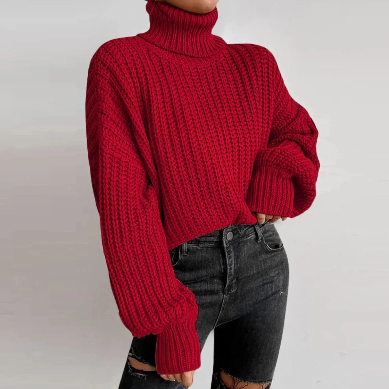 Mireilla | Oversized Strickrollkragenpullover für Damen – dicker Pullover, weicher Winterpullover