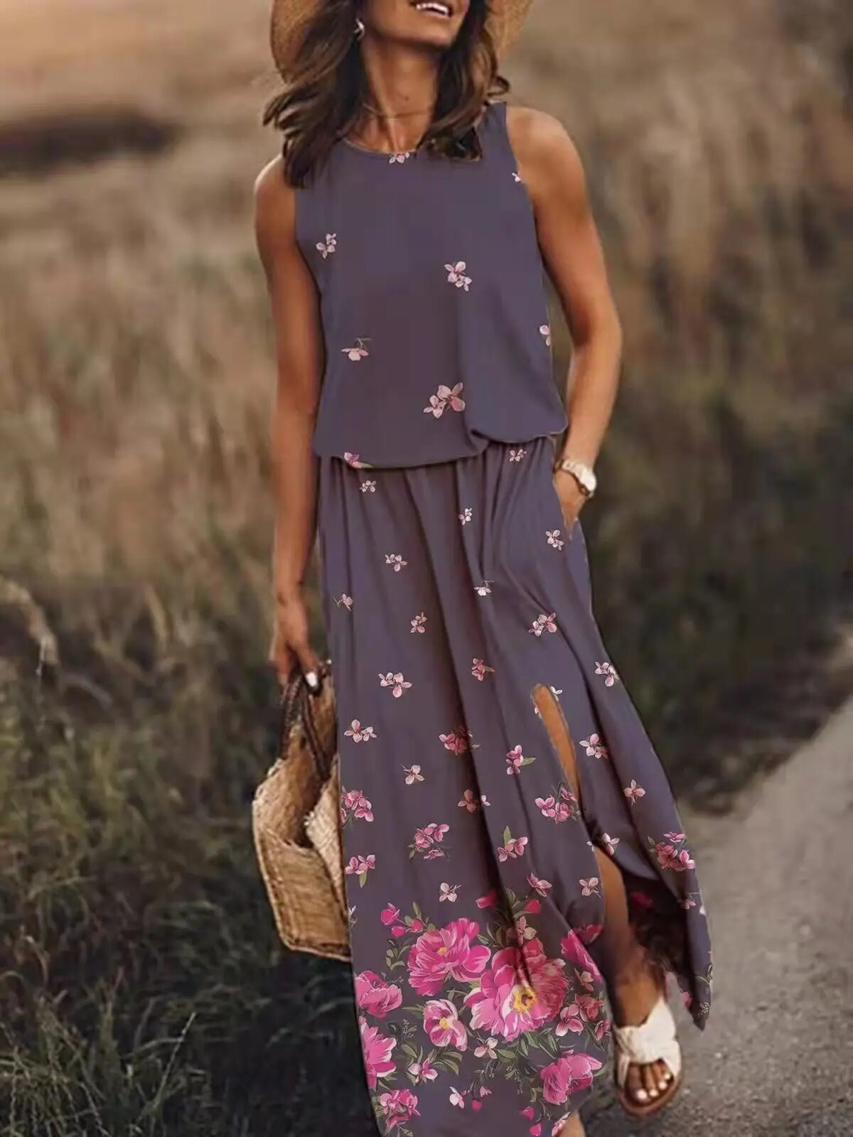 Elyor | Zomerse maxi-jurk voor dames – Elegante mouwloze lange jurk