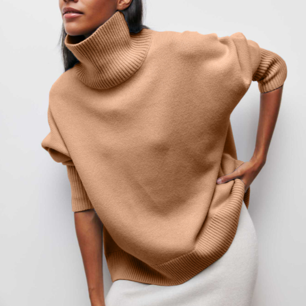 Nerisse | Klassischer Rollkragenpullover für Damen, lockere Passform, weiches Strickmaterial, lässiges Oberteil für Herbst und Winter