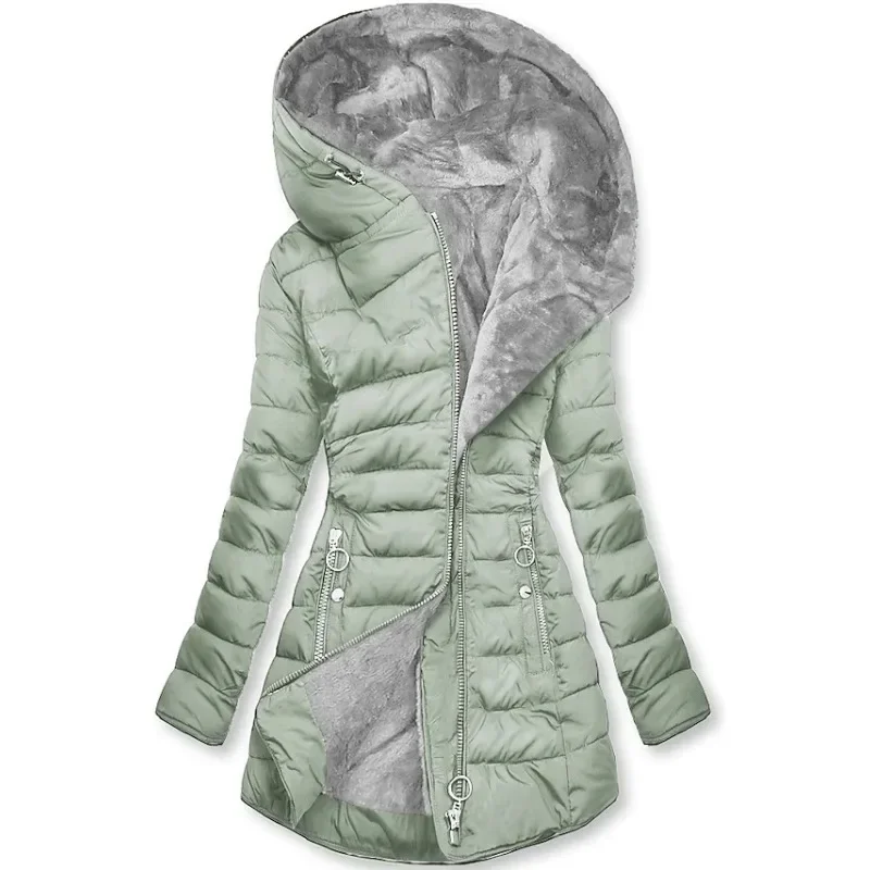 Xelvessa | Wattierte, fleecegefütterte Damen-Kapuzenjacke – Warmer Wintermantel, lässige Outdoor-Bekleidung
