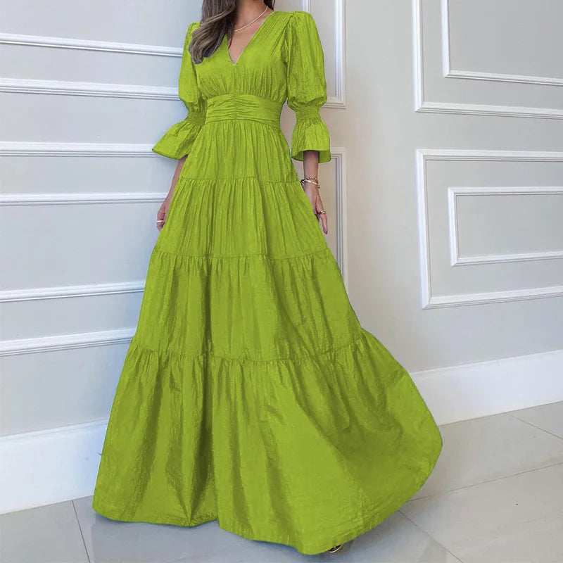 Aivy | cLange, elegante jurk voor dames – Gedrapeerde, zwierige maxi-avondjurk