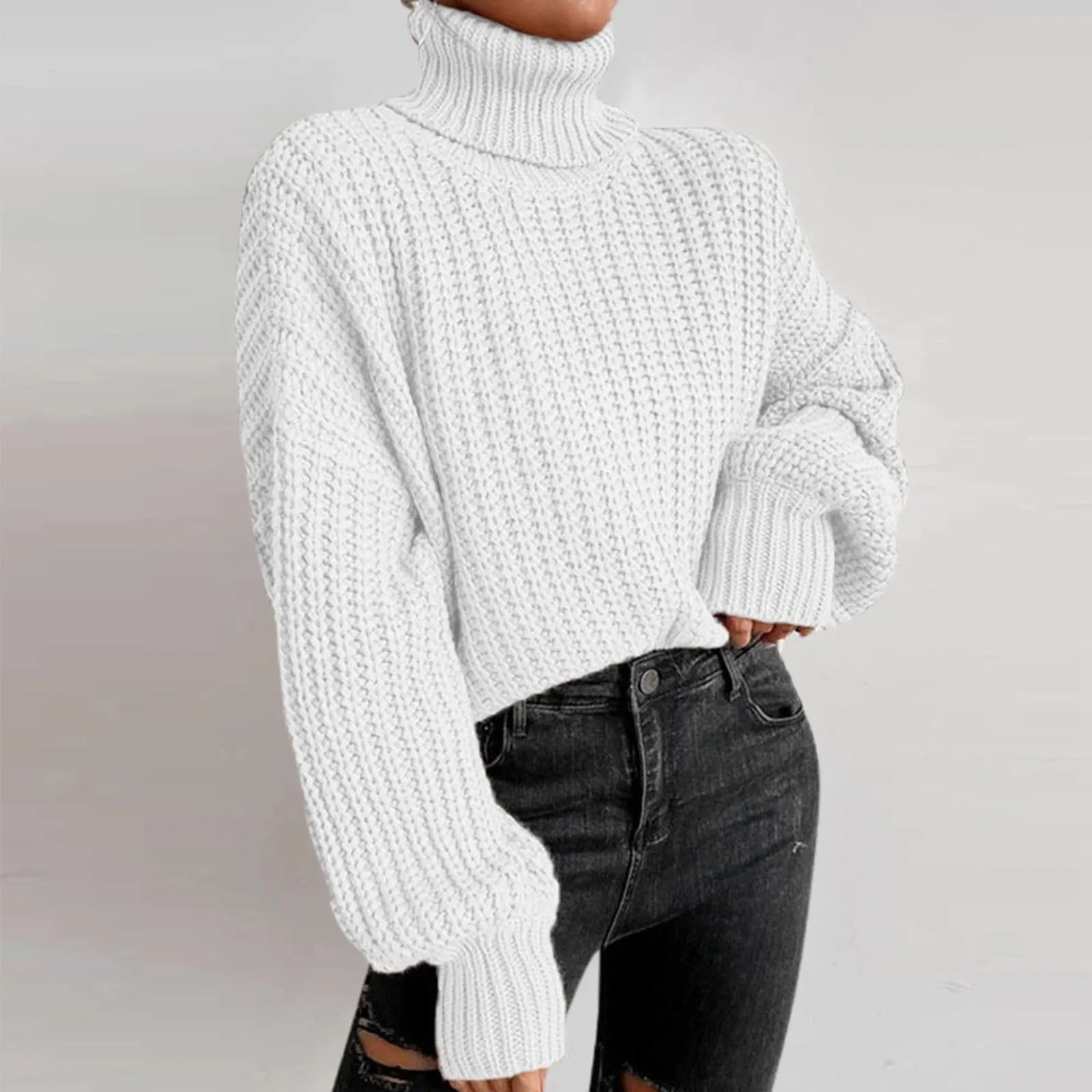 Mireilla | Oversized Strickrollkragenpullover für Damen – dicker Pullover, weicher Winterpullover