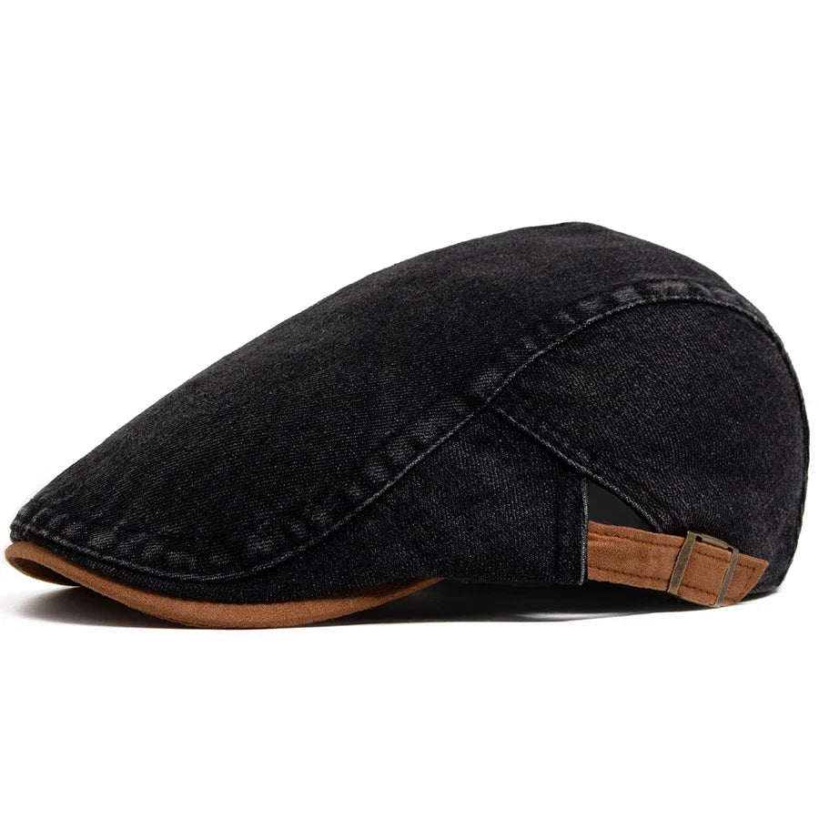 Ryland | Heren denim flatcap – casual newsboy-hoed