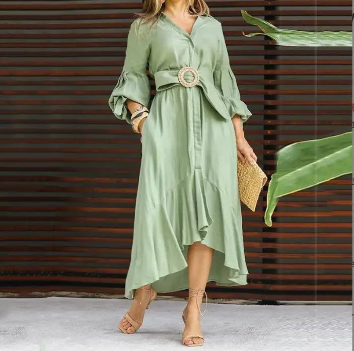 Zeya | Asymmetrische lentejurk voor dames – Elegante midi-jurk