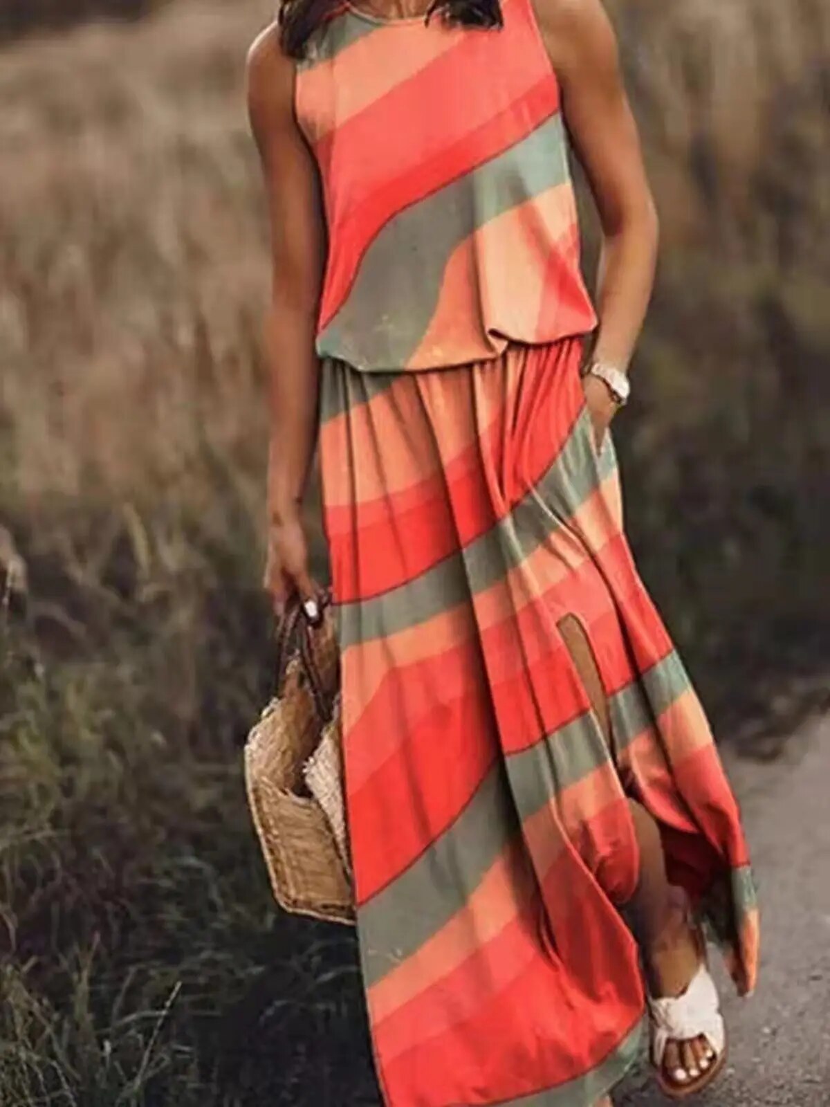 Elyor | Zomerse maxi-jurk voor dames – Elegante mouwloze lange jurk