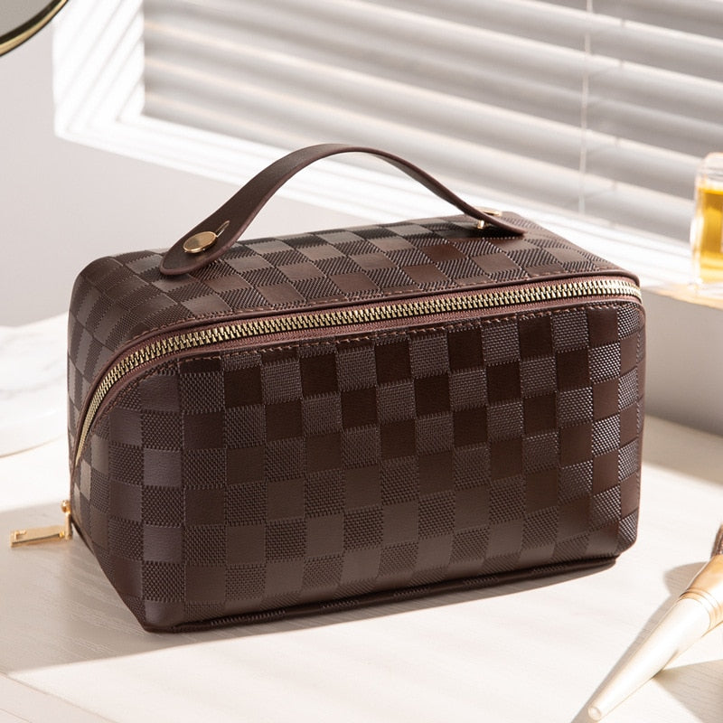 LuxaBag | Trousse de maquillage de luxe à carreaux - organisateur de voyage