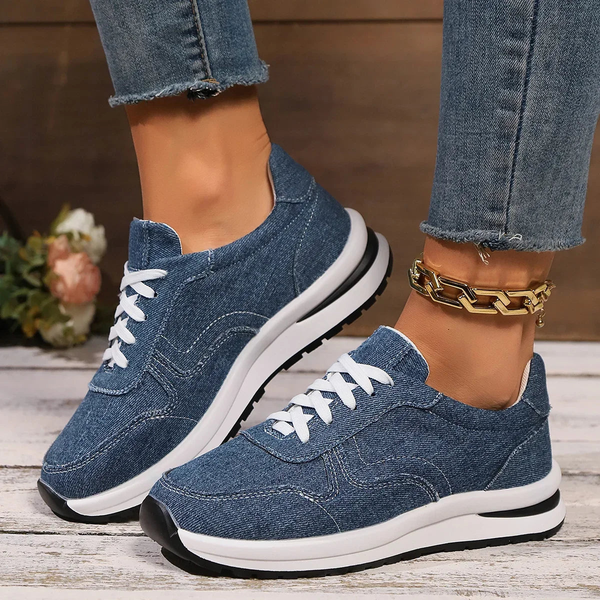 Bluette | Denim-Sneaker für Damen, lässige Schuhe, atmungsaktiv, stylisch