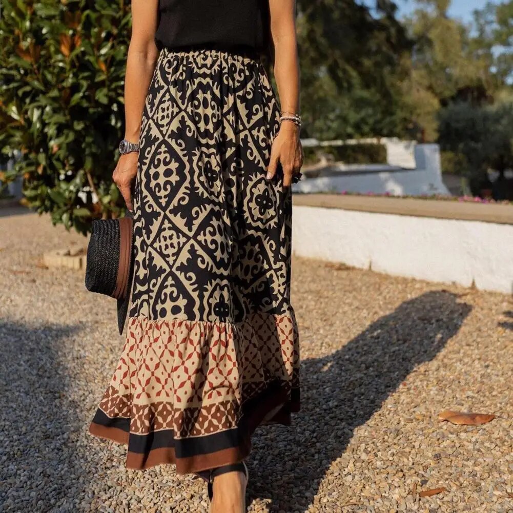 Zylae | Zomerrok voor dames – Soepelvallende midirok, casual A-lijnrok met hoge taille