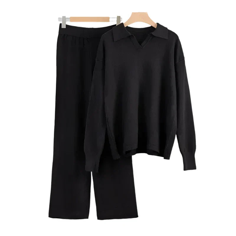 Norelia | Ensemble de détente 2 pièces en maille pour femme, pull et pantalon, tenue décontractée et confortable